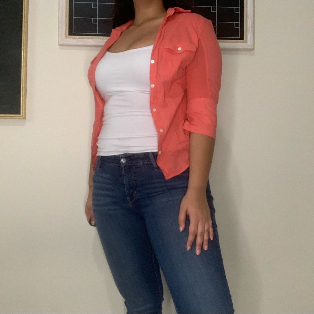 Coral Button Down